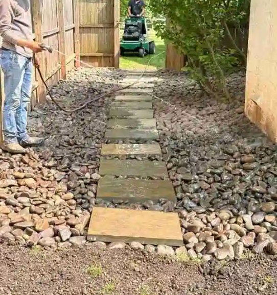 hosing down rocks